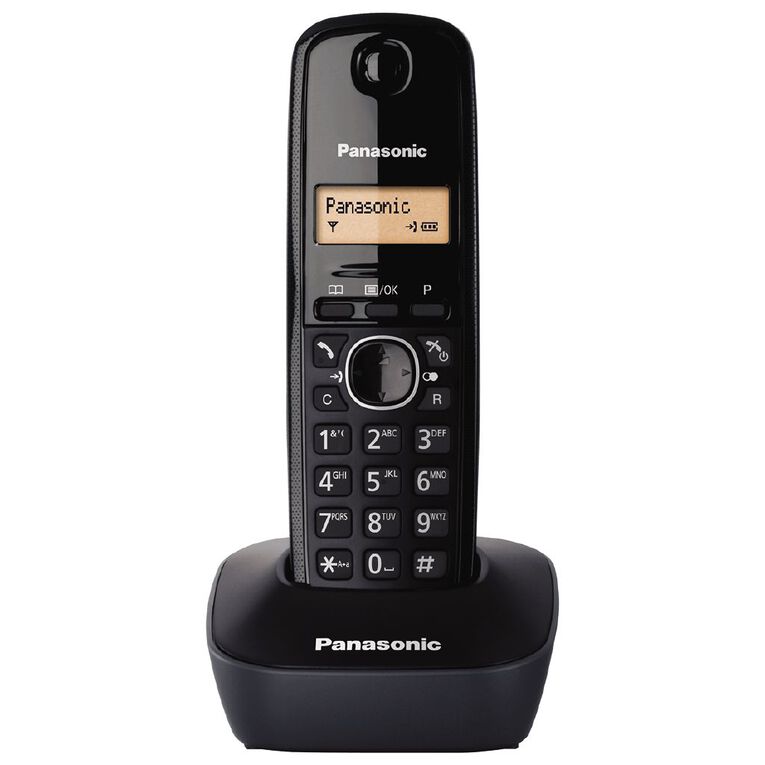 Panasonic KX-TG1611 Single Cordless Handset Black Black, , hi-res