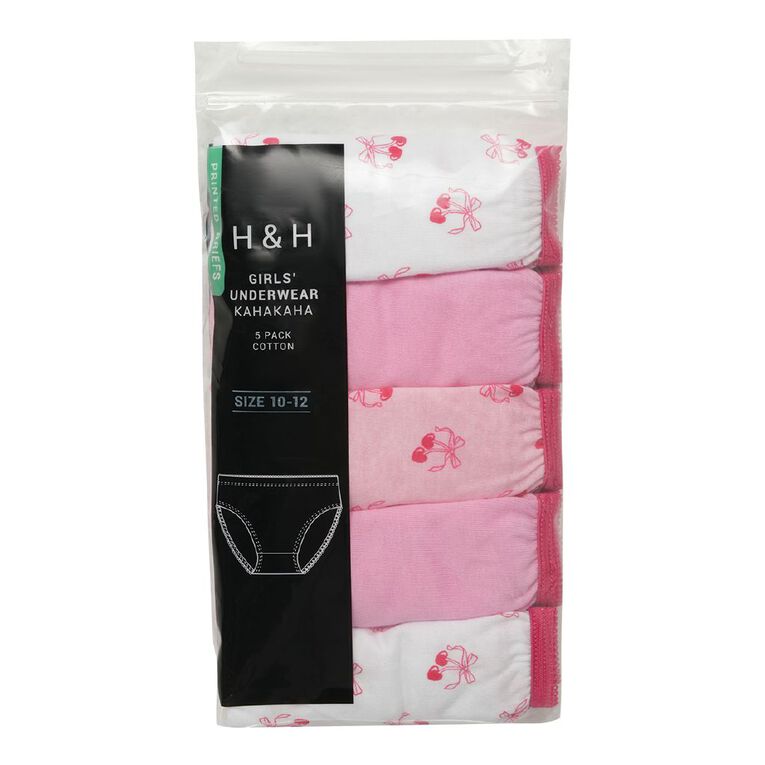 H&H Girls' Briefs 5 Pack, Pink Mid, hi-res