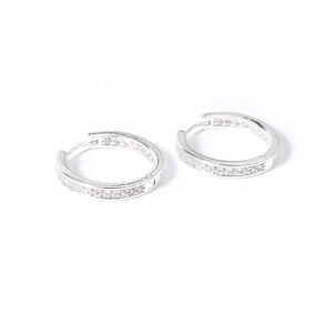 Silver Plated CZ Hoop Earrings