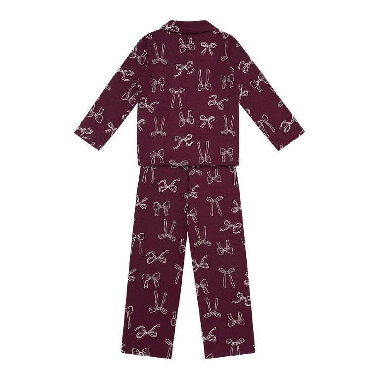 H&H Girls' Flannelette Button Up Pyjama Set, Red Mid, hi-res