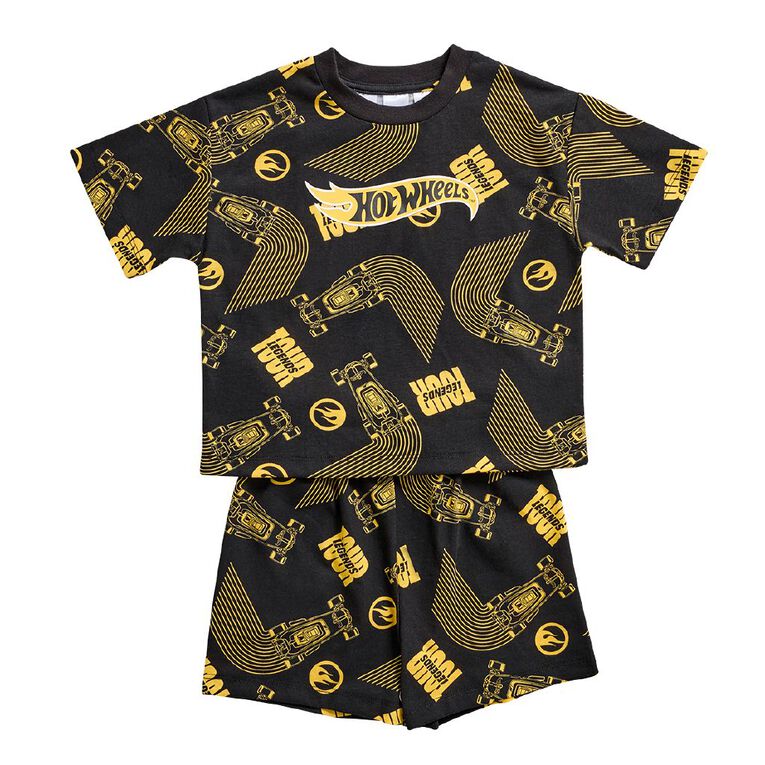 Hot Wheels Boys' T-Shirt and Short Pyjama Set, Black, hi-res