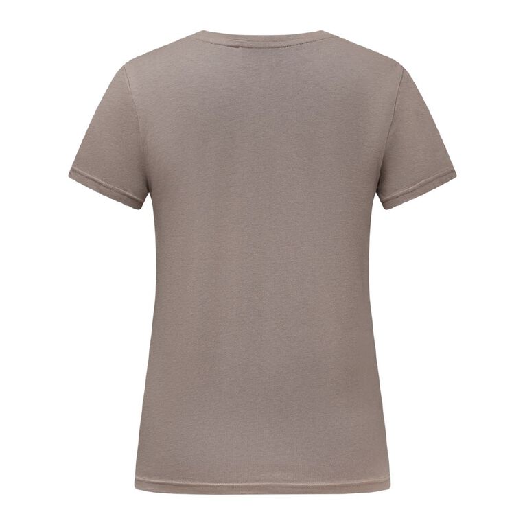 H&H Women's Short Sleeve Cotton Crew Neck Tee, Brown Light, hi-res