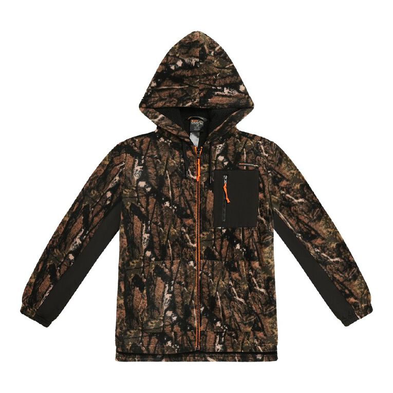 Back Country Kids' Fleece Sherpa Zip-Thru Hoodie, Khaki, hi-res