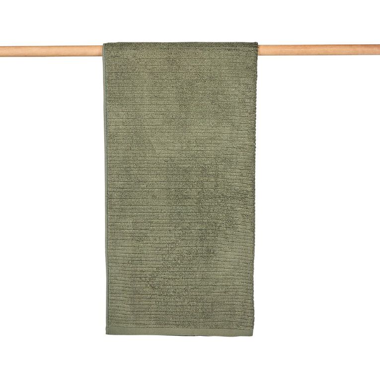 Living & Co Ribbed Bath Towel Green Mid 68cm x 137cm, , hi-res