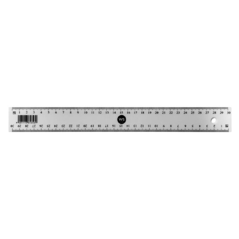 WS Plastic Ruler 30cm White, , hi-res