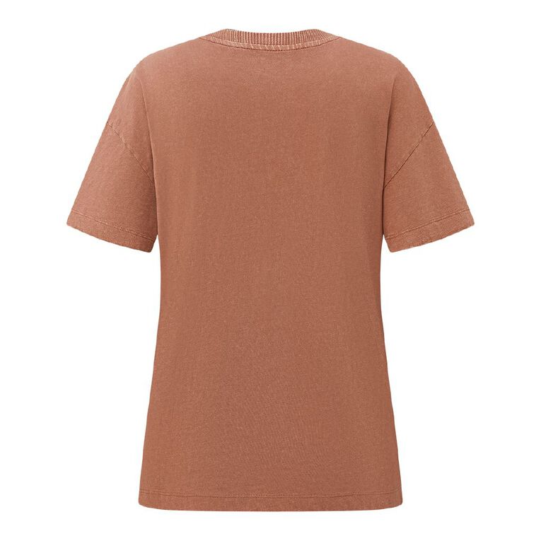 H&H Women's Short Sleeve Boyfriend Graphic Tee, Brown Light SOLEIL, hi-res