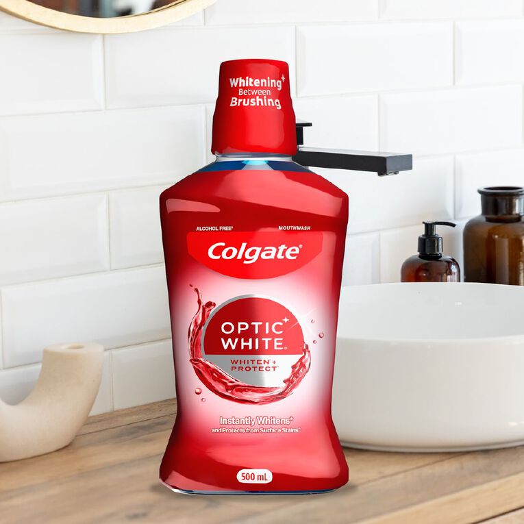 Colgate Optic White Mouthwash Freshmint 500ml, , hi-res