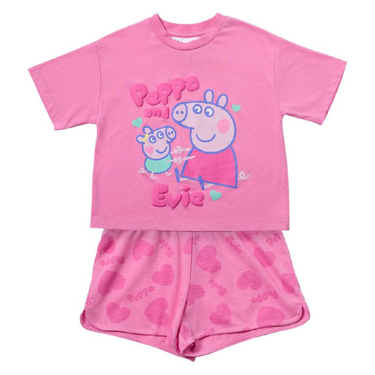 Peppa Pig Girls' Tee and Shorts Pyjama Set, Pink Mid, hi-res