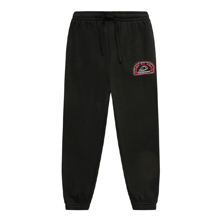 Young Original Print Trackpants, Black, hi-res