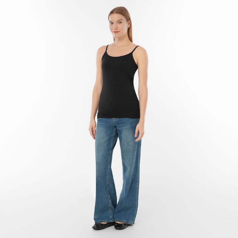 H&H Women's Essential Stretch Shelf Bra Cami, Black, hi-res