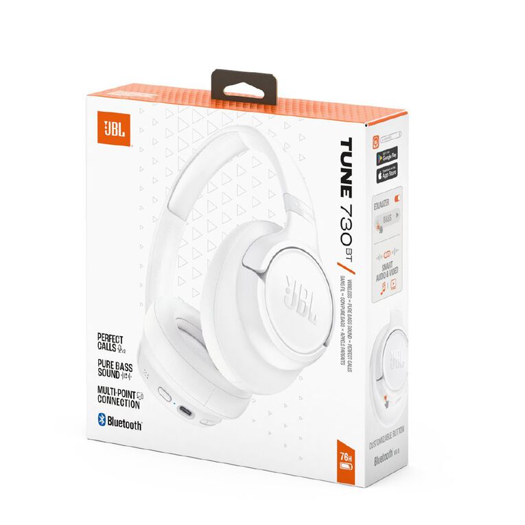 JBL JBL Tune 730BT Wireless Over-Ear Headphones - White, , hi-res