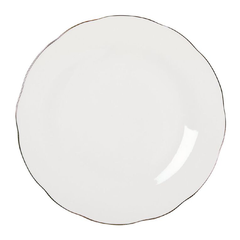 Living & Co Glamour Gold Rimmed Soft Scallop Dinner Plate Ivory, , hi-res