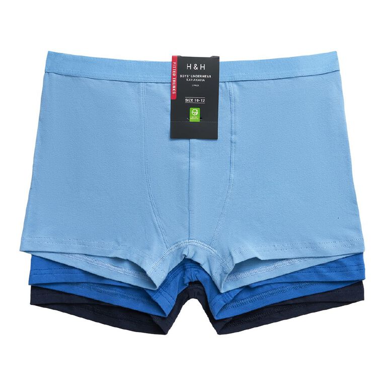 H&H Boys' Trunks 3 Pack, Blue Mid, hi-res