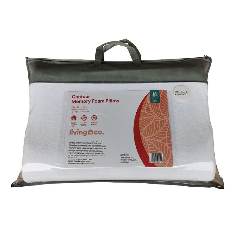 Living & Co Contour Memory Foam Pillow 60cm x 40cm, , hi-res