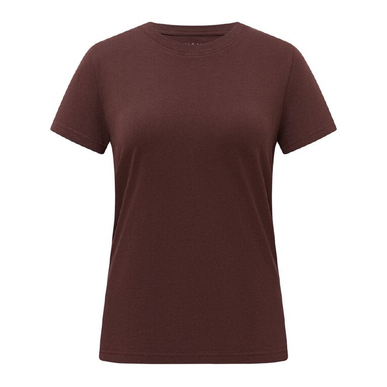 H&H Women's Short Sleeve Crew Neck Tee, Brown Dark DECADENT C, hi-res