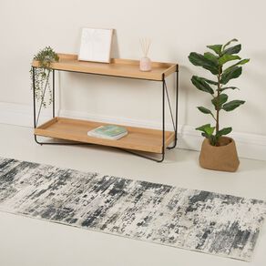 Living & Co Runner Poly Print Cream 80cm x 300cm