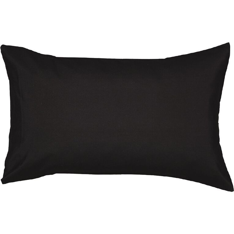 Living & Co Pillowcase Standard Microfibre 2 Piece Black 48cm x 73cm, Black, hi-res