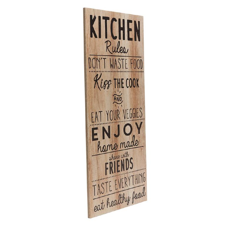 Living Co Kitchen Rules Plaque 60 X 25 X 1cm The Warehouse