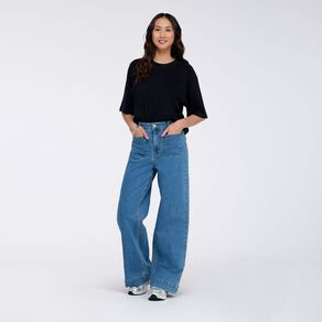 H&H Women's Patch Pocket Wide Leg Jeans