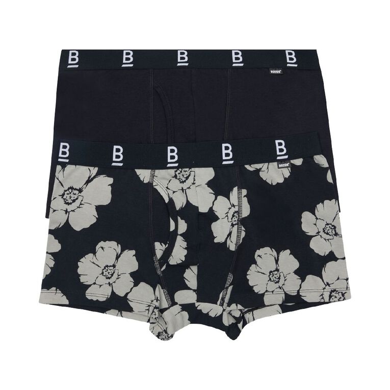B FOR BONDS Men's Trunks 2 Pack, Black/Grey, hi-res