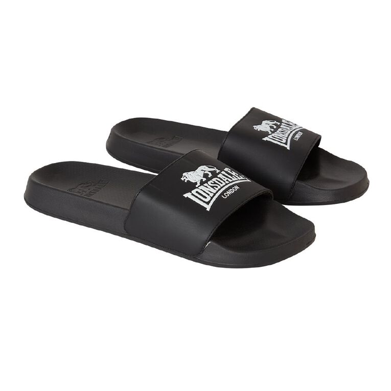 Lonsdale Men's Slides, Black, hi-res