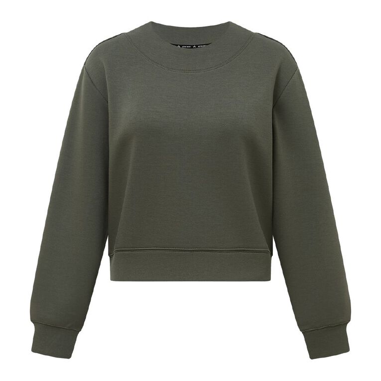 Active Intent Women's Scuba Crew Sweat, Green Mid, hi-res