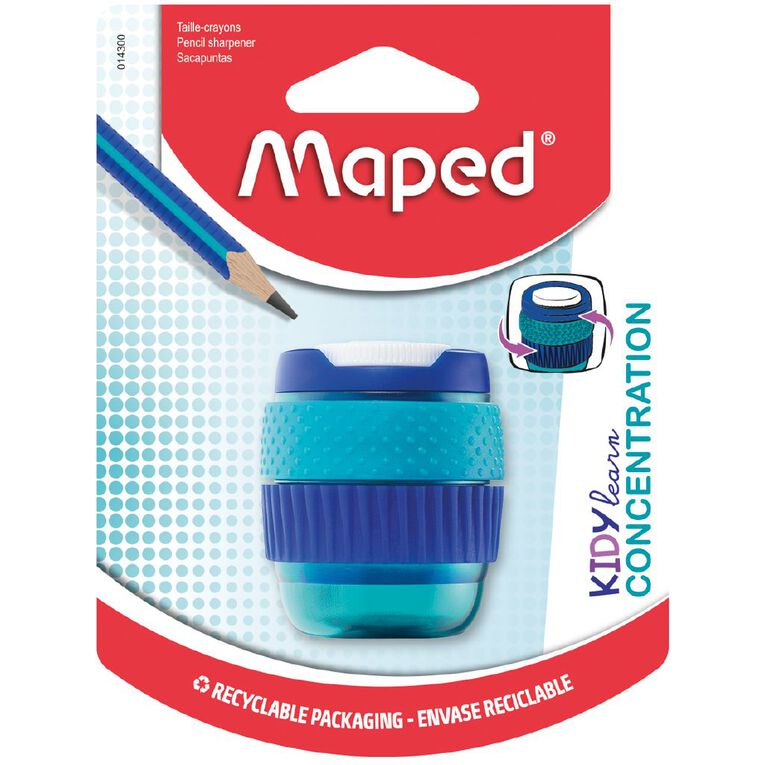 Maped Kidy Learn Concentration Pencil Sharpener Blue, , hi-res