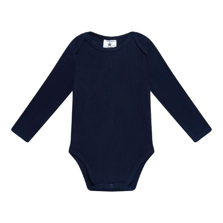 Young Original Babies' Long Sleeve Rib Bodysuit 3 Pack, Green Dark, hi-res