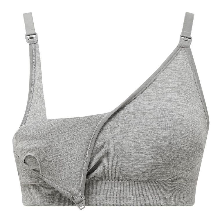 H&H Women's Seamfree Rib Maternity Bra, Grey Marle, hi-res