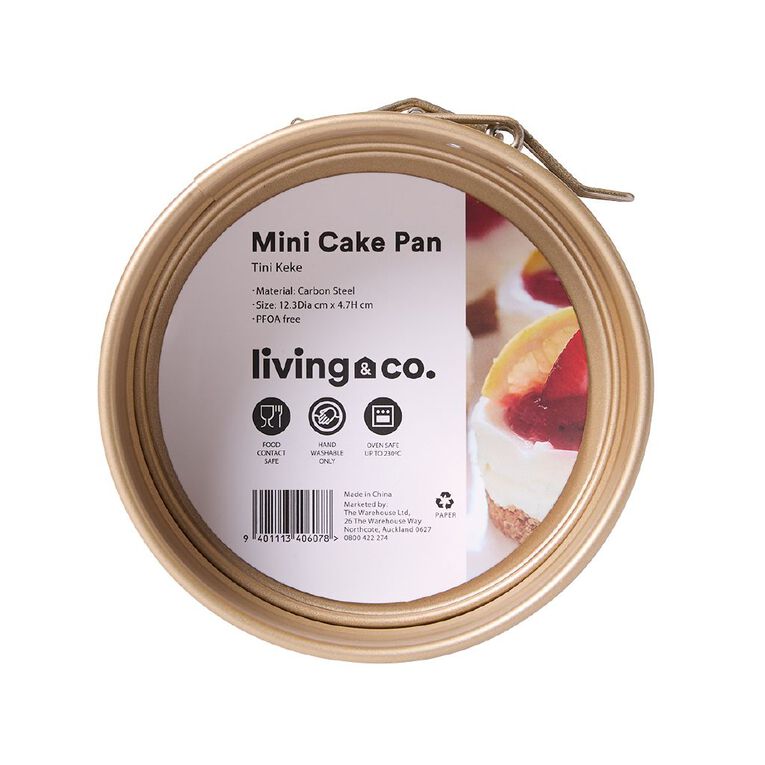Living & Co Heavy Gauge Mini Cake Pan Gold, , hi-res