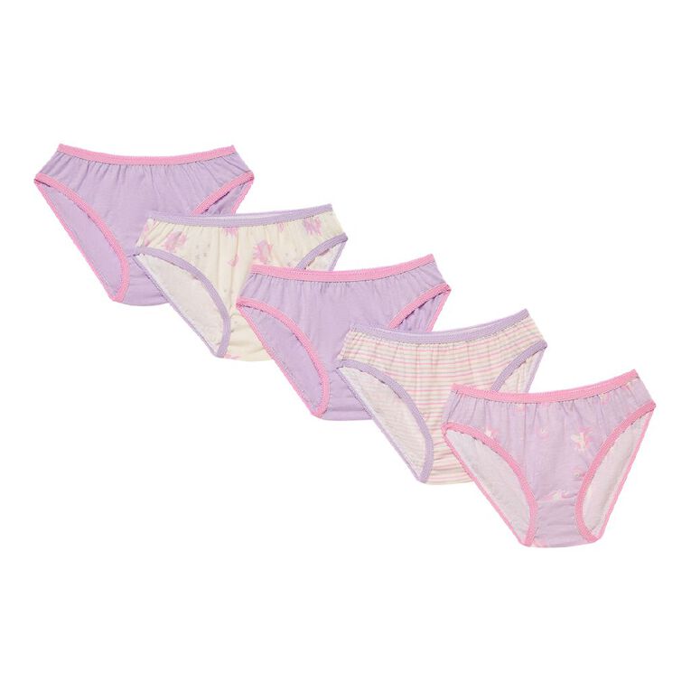 H&H Girls' Briefs 5 Pack, Purple Light, hi-res