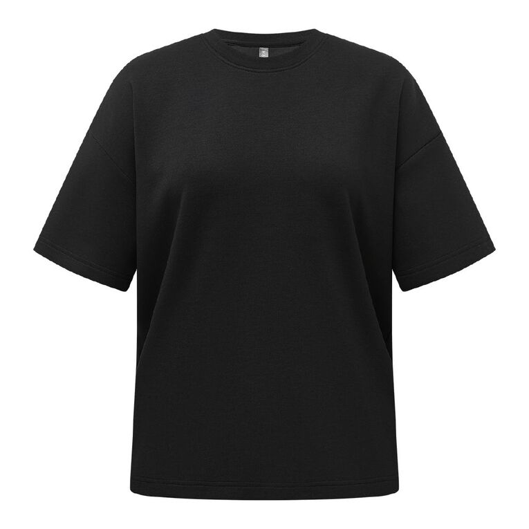 H&H Women's Short Sleeve Scuba Crew Tee, Black, hi-res
