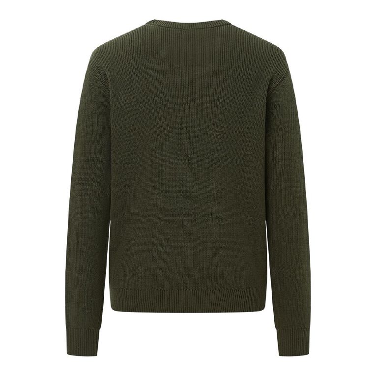Garage Men's Graphic Print Crew Knitwear, Green Dark, hi-res