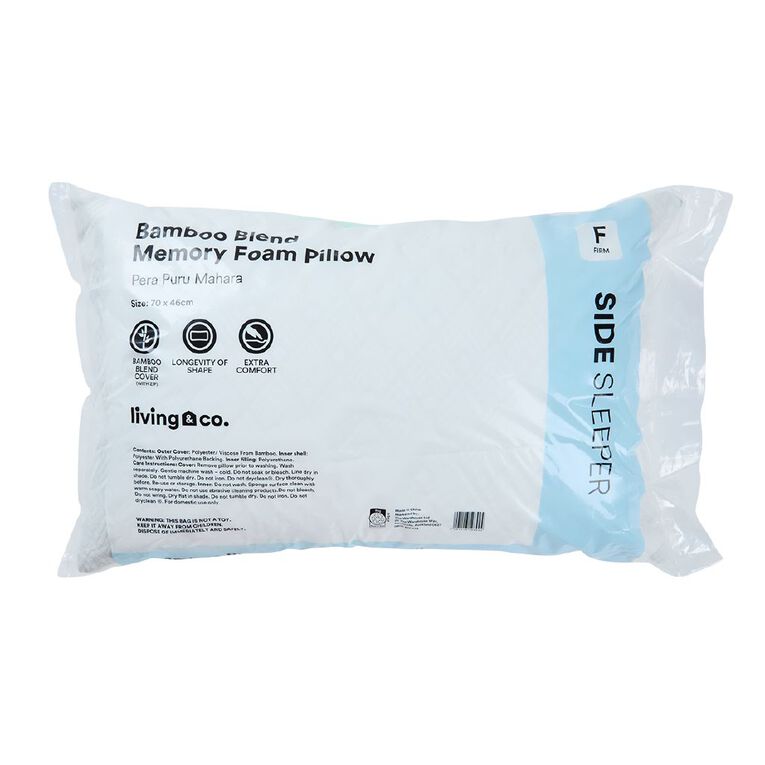 Living & Co Bamboo Cover Memory Foam Pillow White, , hi-res