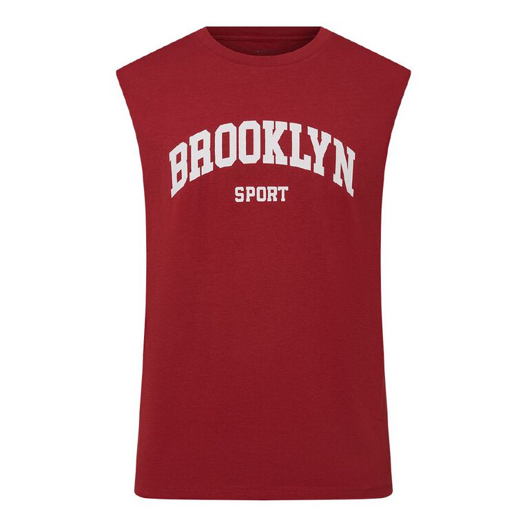 Garage Men's Muscle Singlet, Red Dark, hi-res