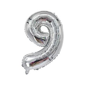Party Inc Foil Balloon #9 Silver 35cm