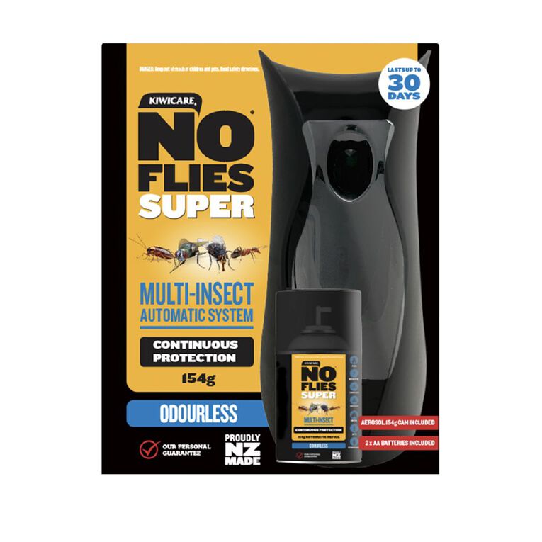 No Flies Super MIK Automatic Control System with Odourless Aerosol 154g, , hi-res