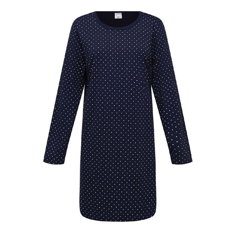 H&H Women's Long Sleeve Nightie, Blue Dark, hi-res