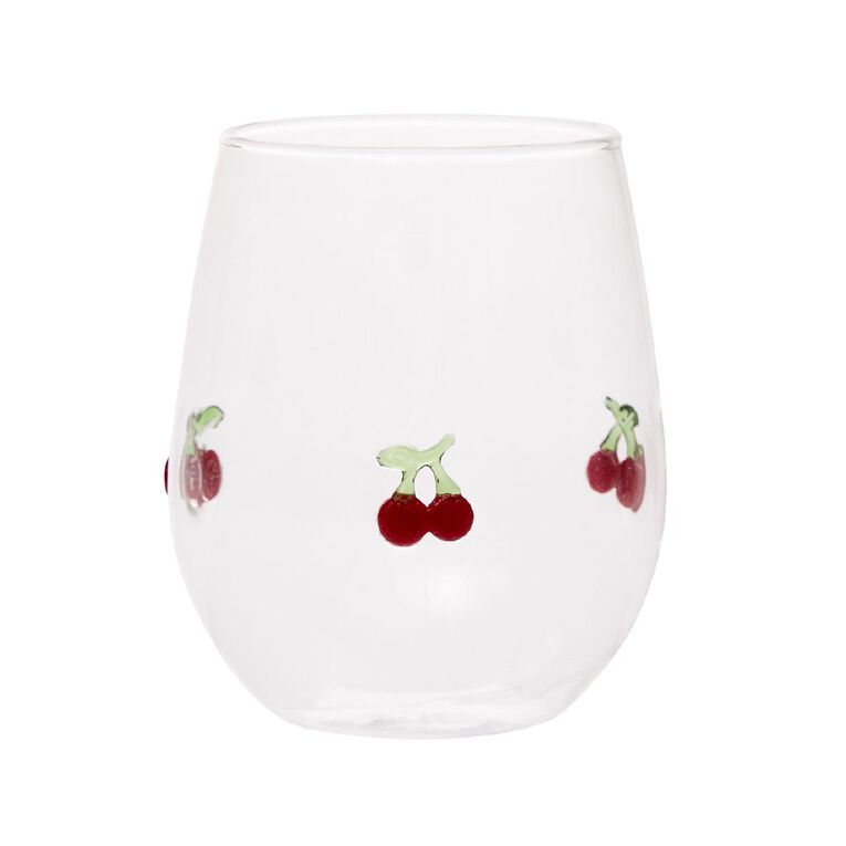 Living & Co Stemless Wine Glass Summer Fruit Clear, , hi-res