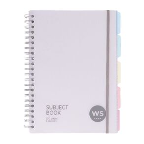 WS Subject Book with 5 Dividers 7mm Ruled White A4