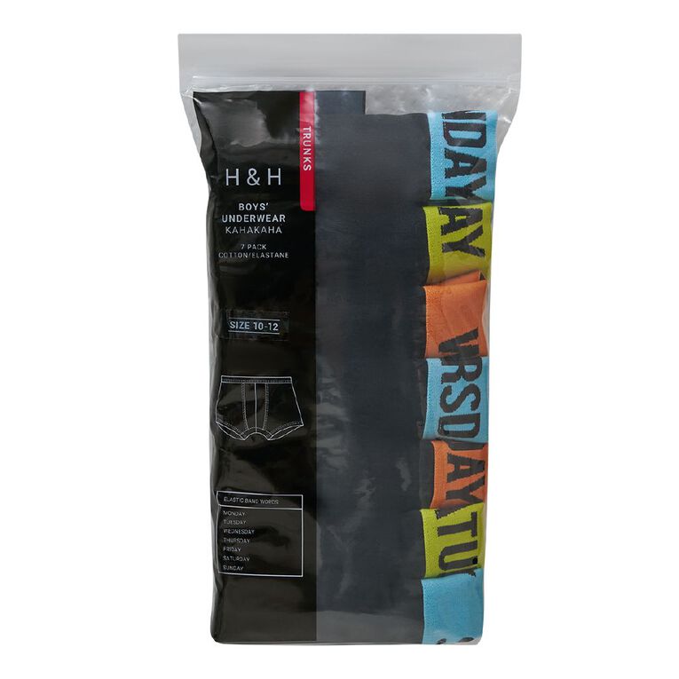 H&H Boys' Trunks 7 Pack, Black W26 WEEKS, hi-res
