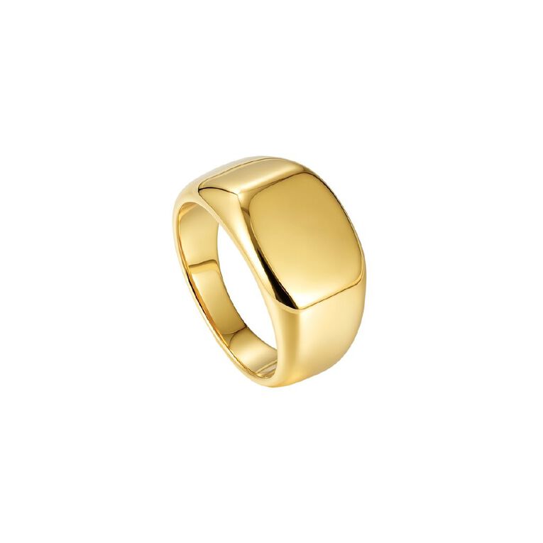 Waterproof Men's Gold Plated Signet Ring, , hi-res