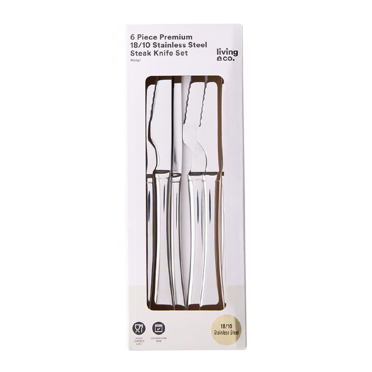 Living & Co Allure Steak Knife Set 6 Piece Stainless Steel, , hi-res