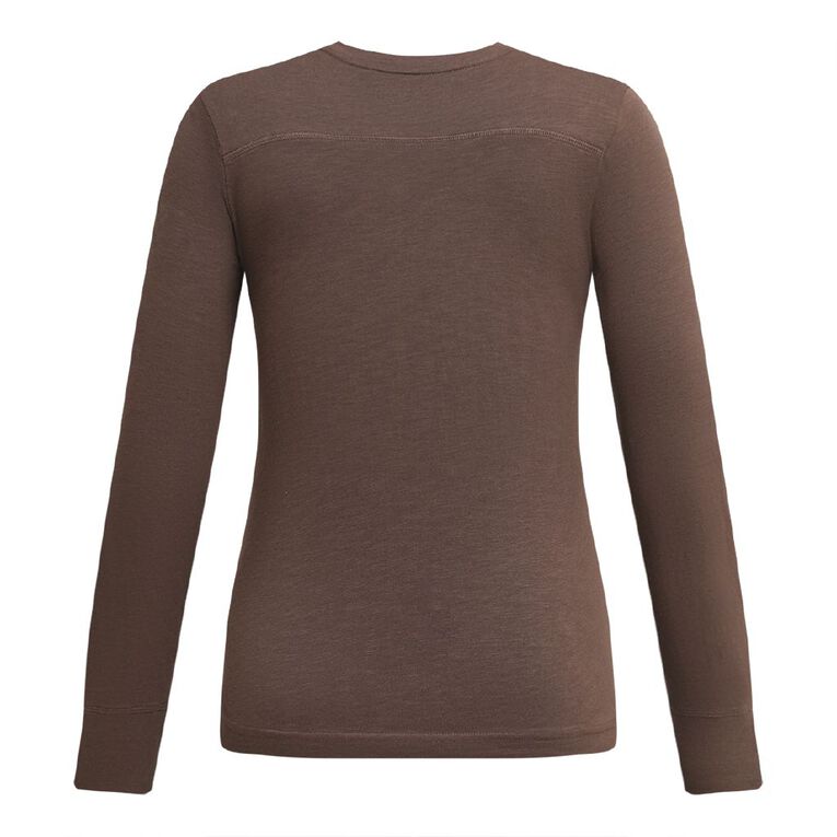Active Intent Women's Long Sleeve Crew Neck Tee, Brown Dark, hi-res