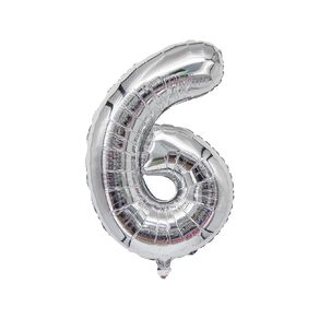 Party Inc Foil Balloon #6 Silver 35cm