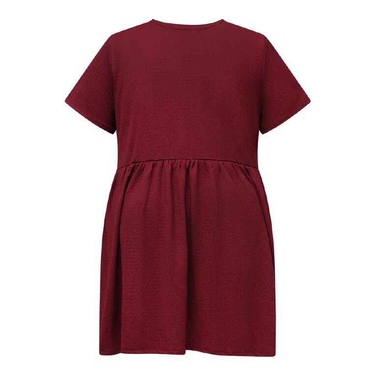 H&H Curve Women's Short Sleeve Tee Dress, Red Dark, hi-res