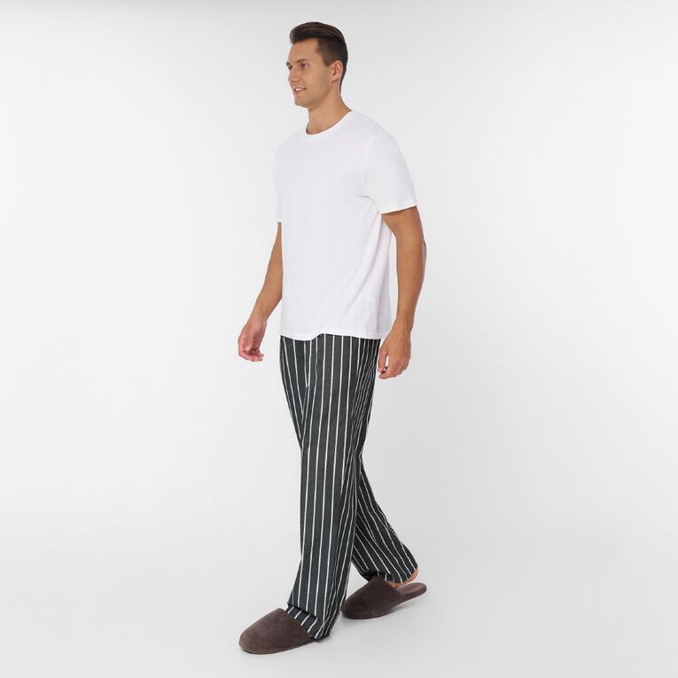 H&H Men's Woven Pyjama Pants, Black, hi-res
