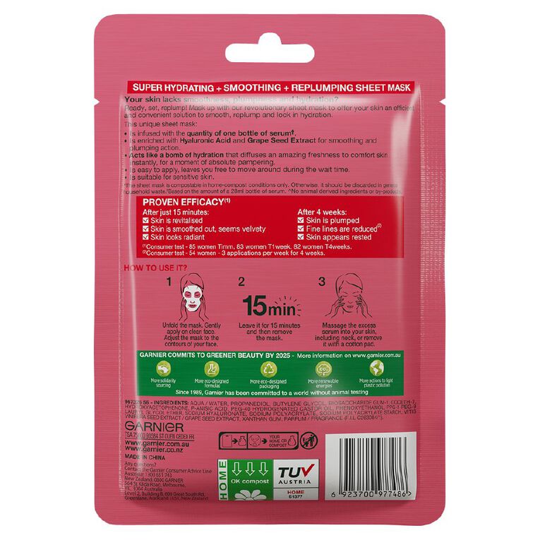 Garnier Hydrabomb Anti Aging Tissue Mask, , hi-res