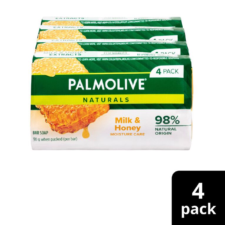 Palmolive Naturals Milk & Honey Replenishing Bar Soap 90gm 4 Pack, , hi-res