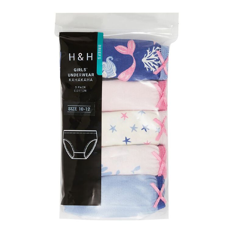 H&H Girls' Briefs 5 Pack, Blue Mid, hi-res